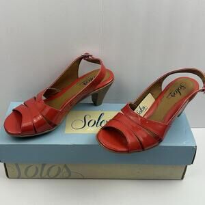 Solos by Softspots Kristie Red Patent Leather Slingback Sandals Heels Women Sz 6
